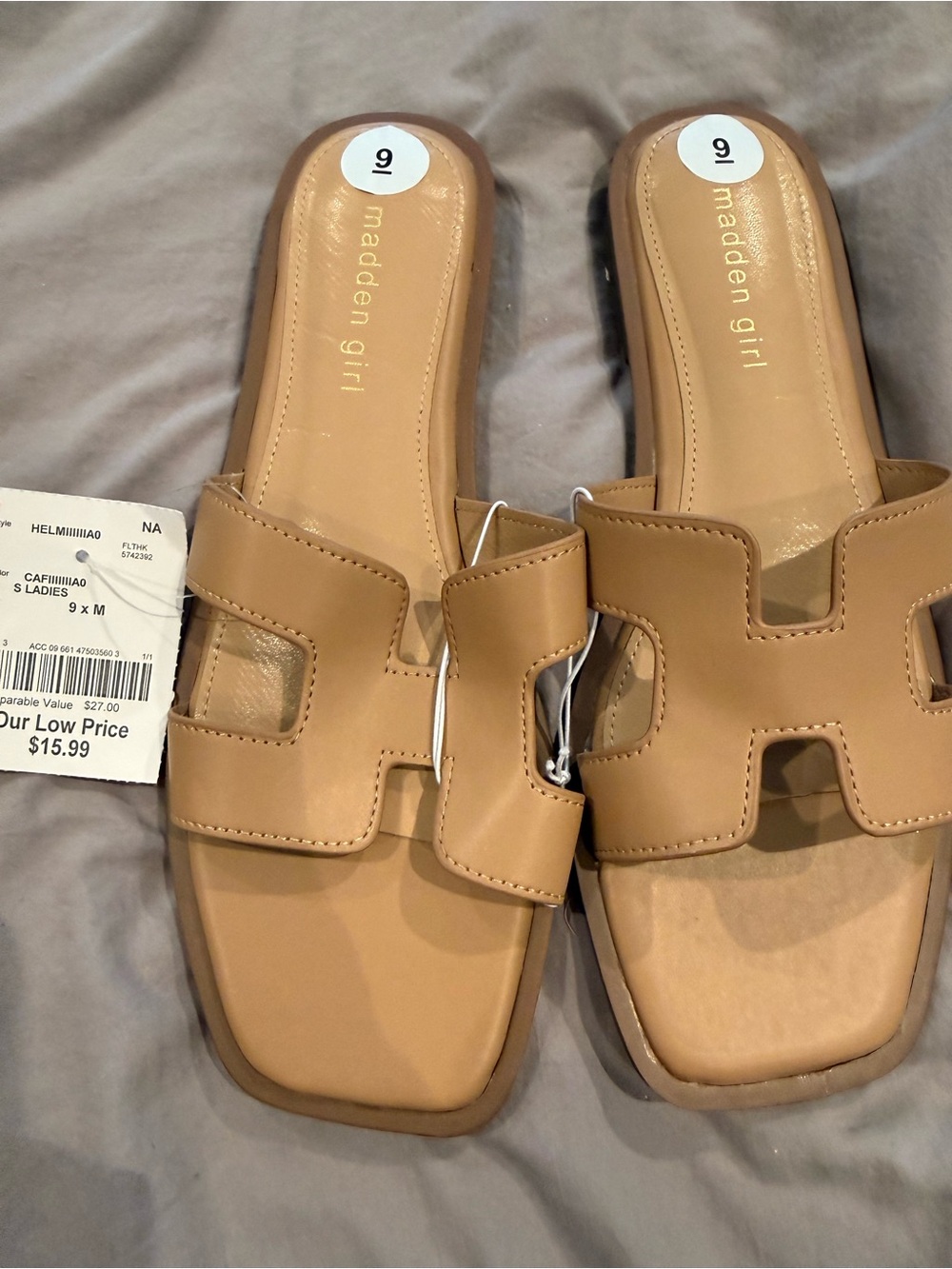 Madden Girl Tan Cutout Slide Sandals